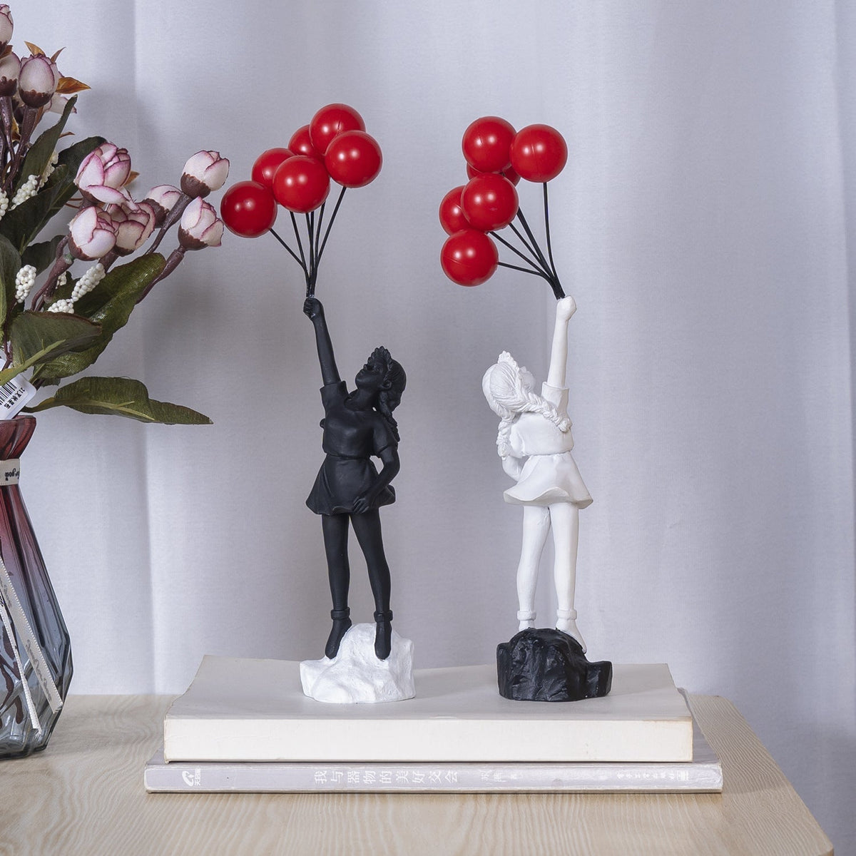 Little Girl with Balloon Resin Art Sculpture