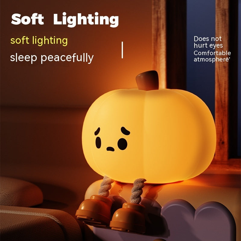 Halloween Pumpkin Night Light | Cute Silicone Dimmable Bedside Lamp & Home Decor