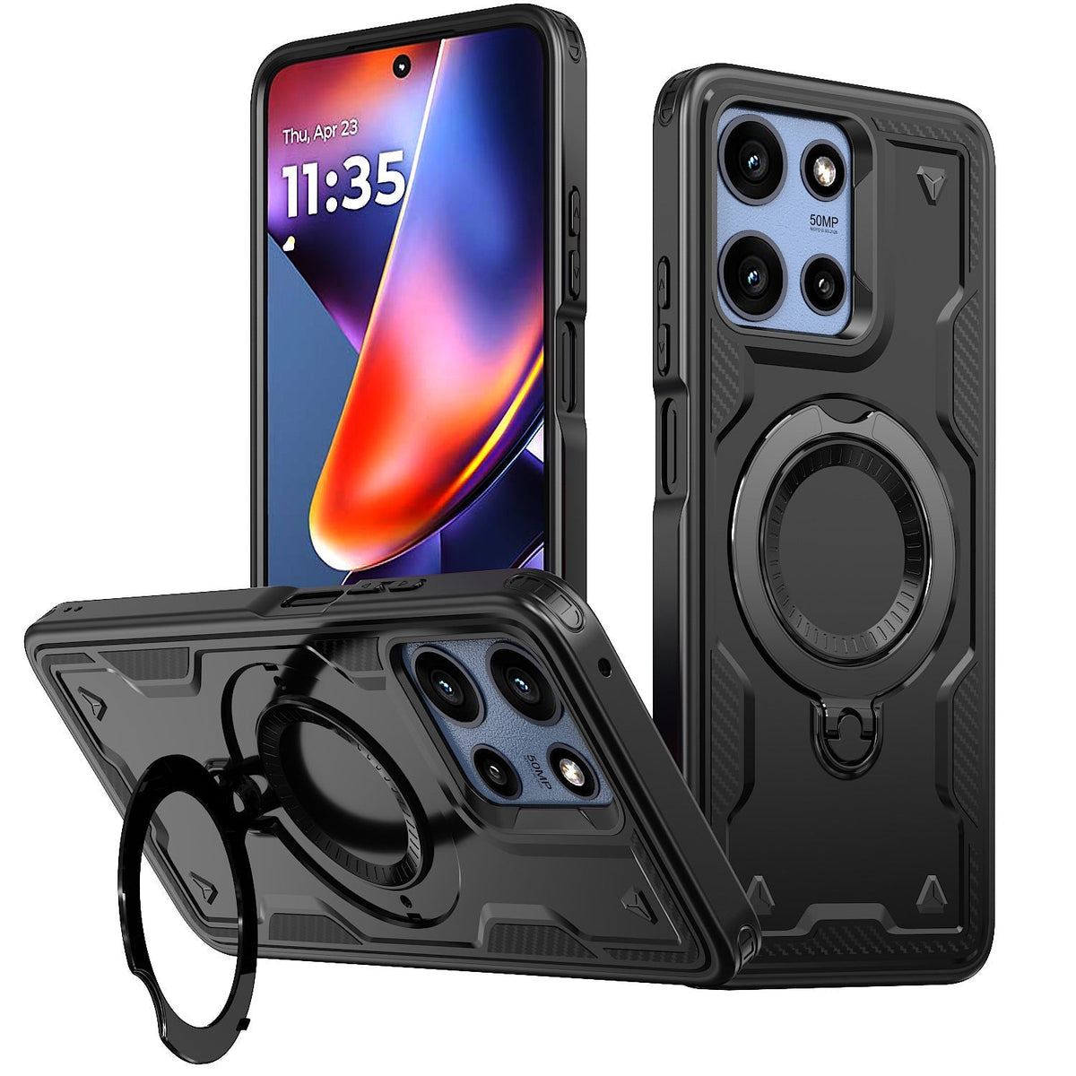 360¡ã Rotating Magnetic Versatile Stand Gray Compatible with Motorola Moto G POWER 5G 2025 (PC73-MOTGPOWER-5G(2025)BK) - Durable & Reliable