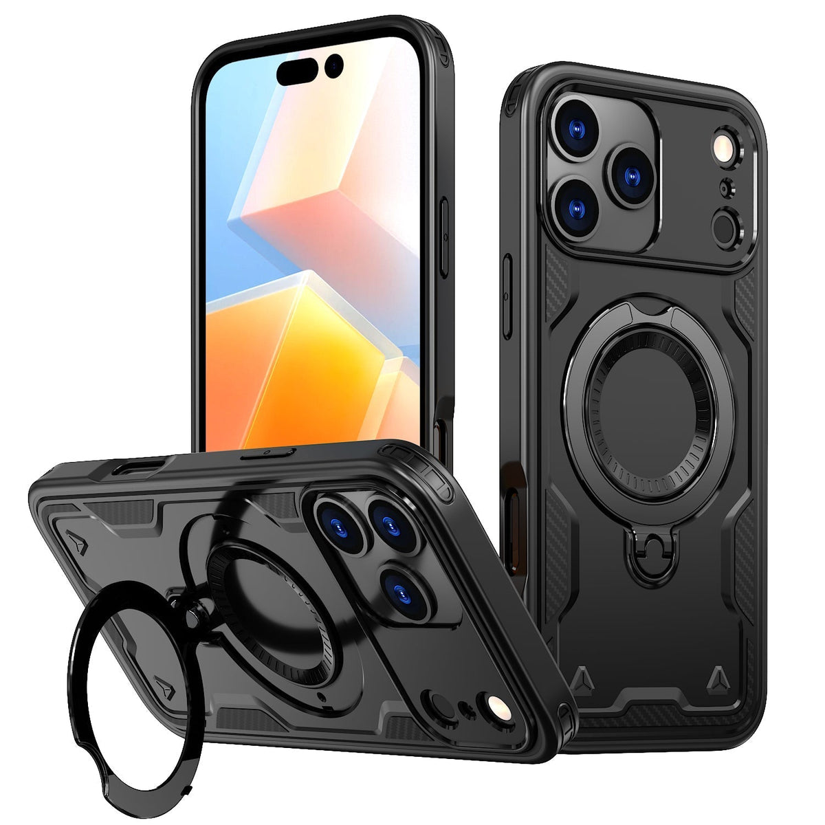 iPhone 17 PRO Compatible 360-degree Rotating Magnetic Versatile Stand Black Compatible with iPhone 17 PRO - Premium Protection by