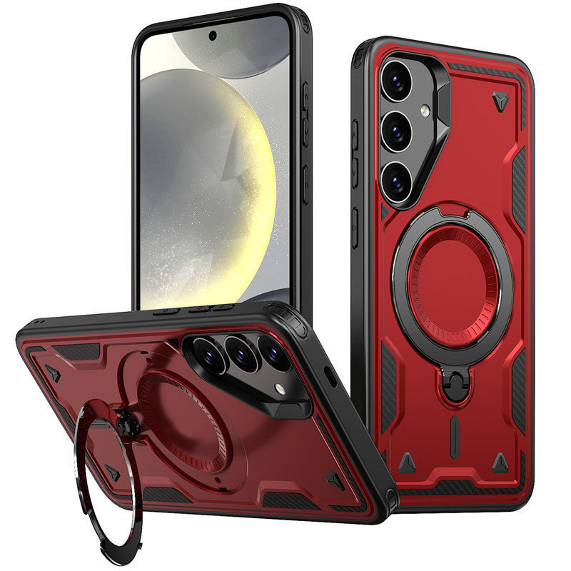 SAMSUNG S25 Compatible 360¡ã Rotating Magnetic Versatile Stand Red Compatible with SAMSUNG S25FE,PC73-SAMS25FERD - Durable Protection by