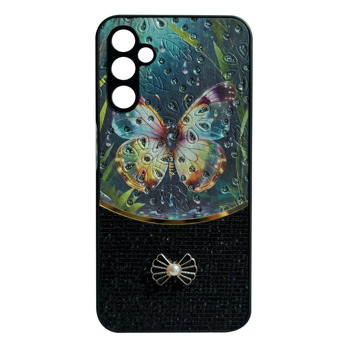 Sparkle Glitter Bling Phone Case in Black With Colorful Cover For Galaxy A14 - Heavy Duty & Reliable
