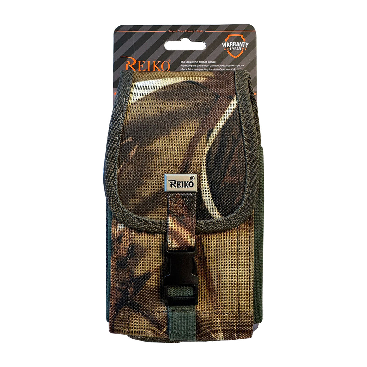Vertical Rugged Pouch With Buckle Clip In Camouflage (6.6X3.5X0.7 Inches) - Crystal Clear & Reliable