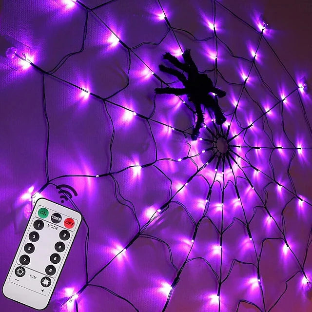 Halloween Spider Web LED Lights β Spooky Outdoor & Indoor Decoration