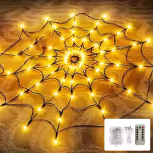 Halloween Spider Web LED Lights β Spooky Outdoor & Indoor Decoration