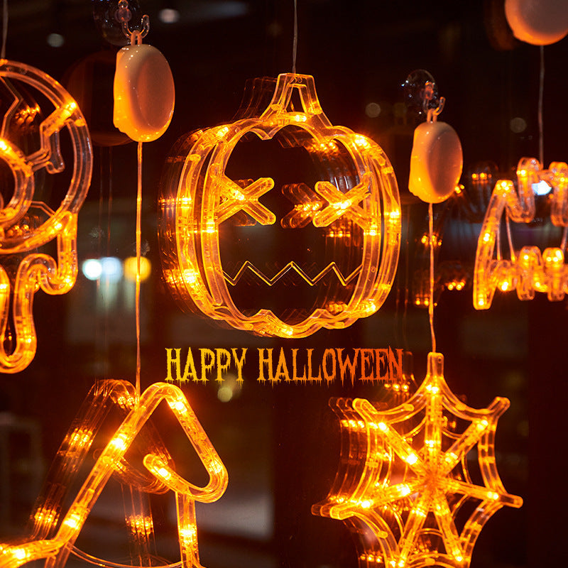 Halloween Window Hanging Lights | LED Spider, Pumpkin & Ghost Decorations