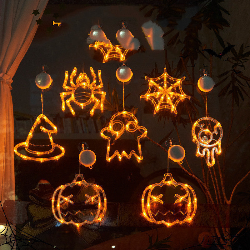 Halloween Window Hanging Lights | LED Spider, Pumpkin & Ghost Decorations