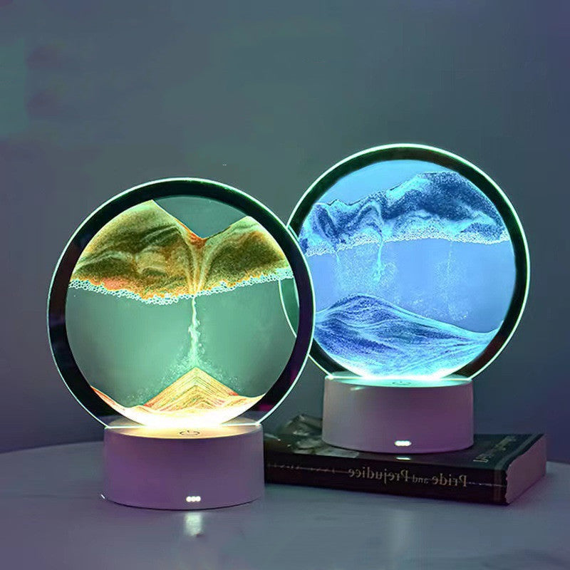 Unique Hourglass Flowing Sand Bedside Desk Lamp
