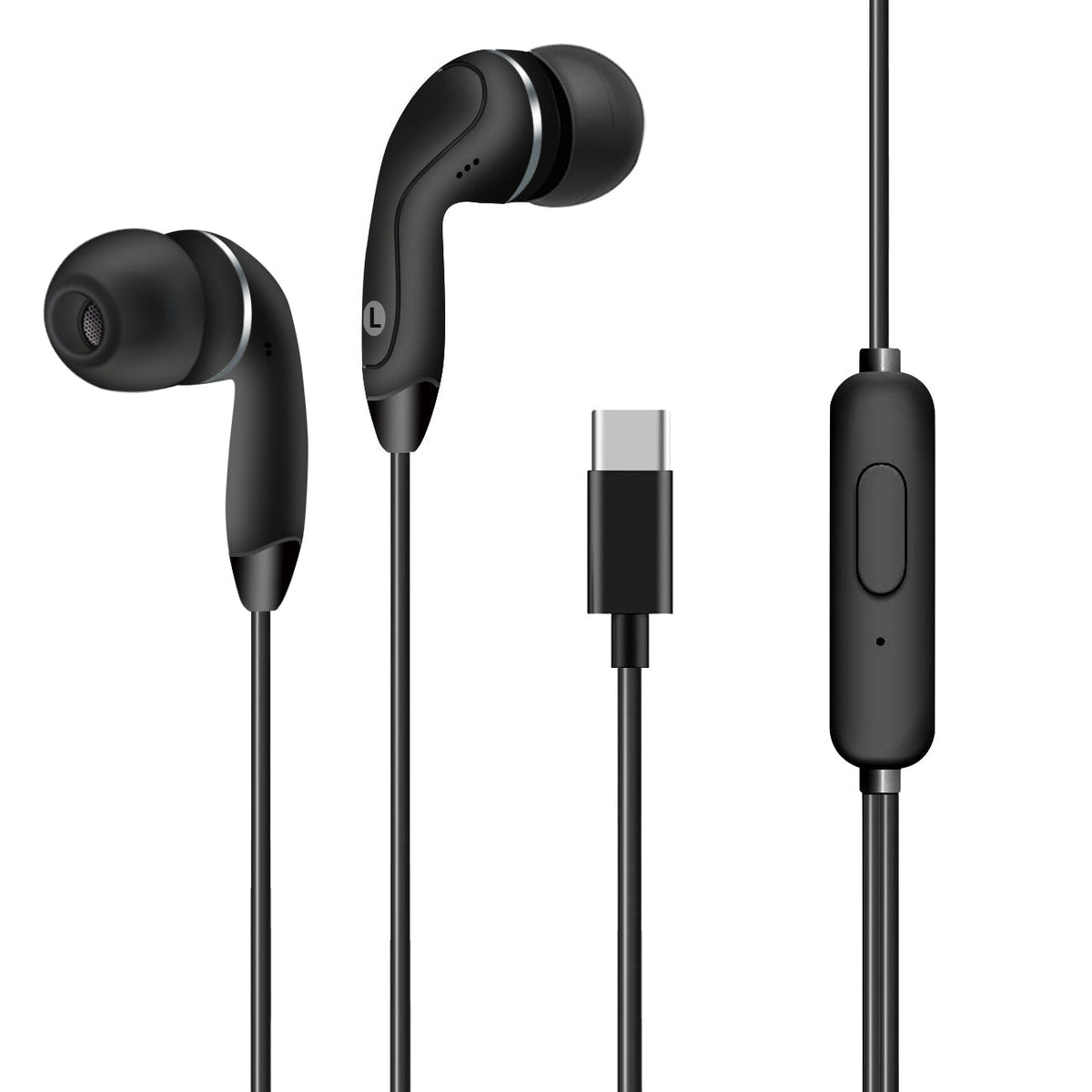 IN-EAR HEADPHONES WITH MIC FOR TYPE-C IN BLACK - Durable & Reliable