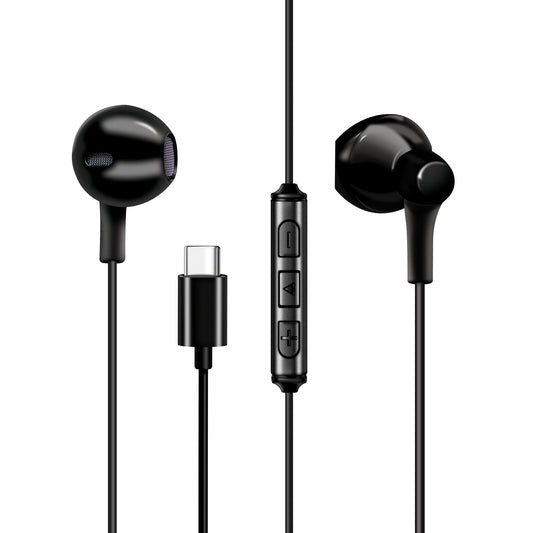 Moisture MT-H212 Earphones For Type C In Black - Crystal Clear & Reliable