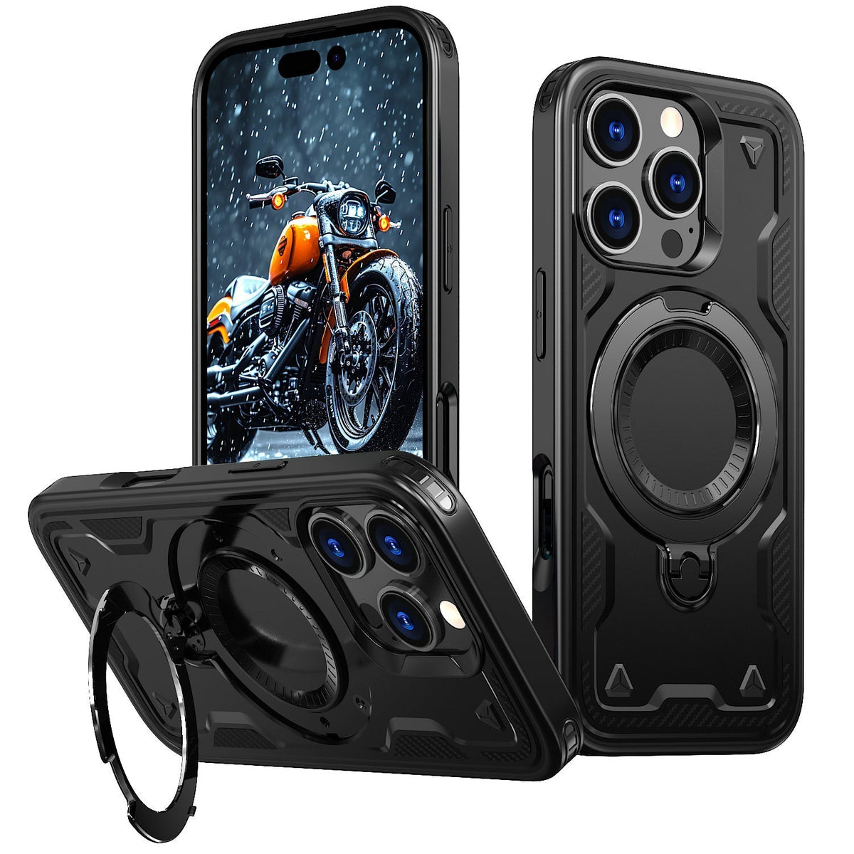 iPhone 17 Compatible 360-degree Rotating Magnetic Versatile Stand Black Compatible with iPhone 17 - Ultra-Slim Protection by
