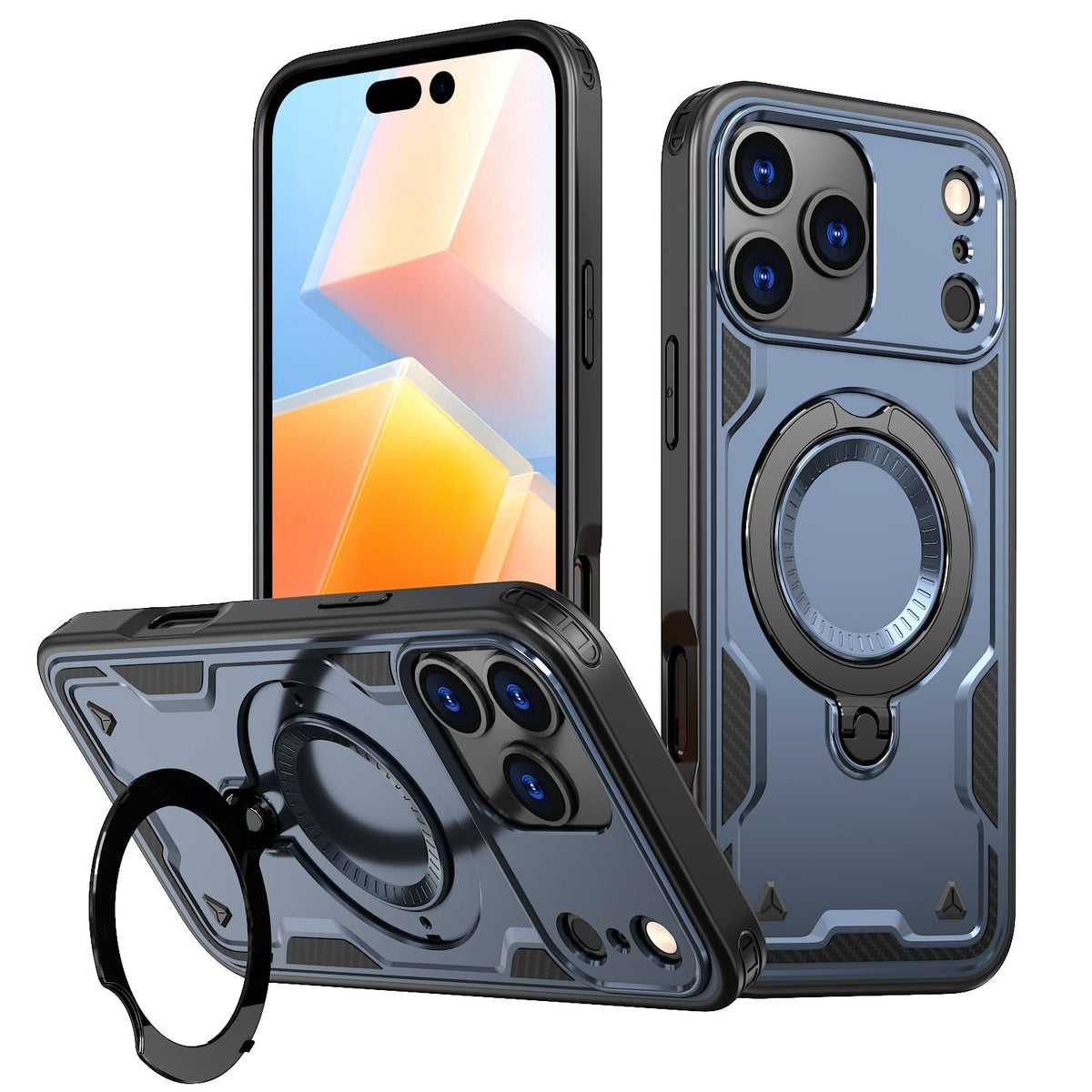 iPhone 17 PRO Compatible 360-degree Rotating Magnetic Versatile Stand Navy Blue Compatible with iPhone 17 PRO MAX - Heavy Duty Protection by