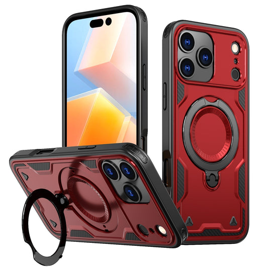 iPhone 17 PRO Compatible 360-degree Rotating Magnetic Versatile Stand Red Compatible with iPhone 17 PRO MAX - Heavy Duty Protection by