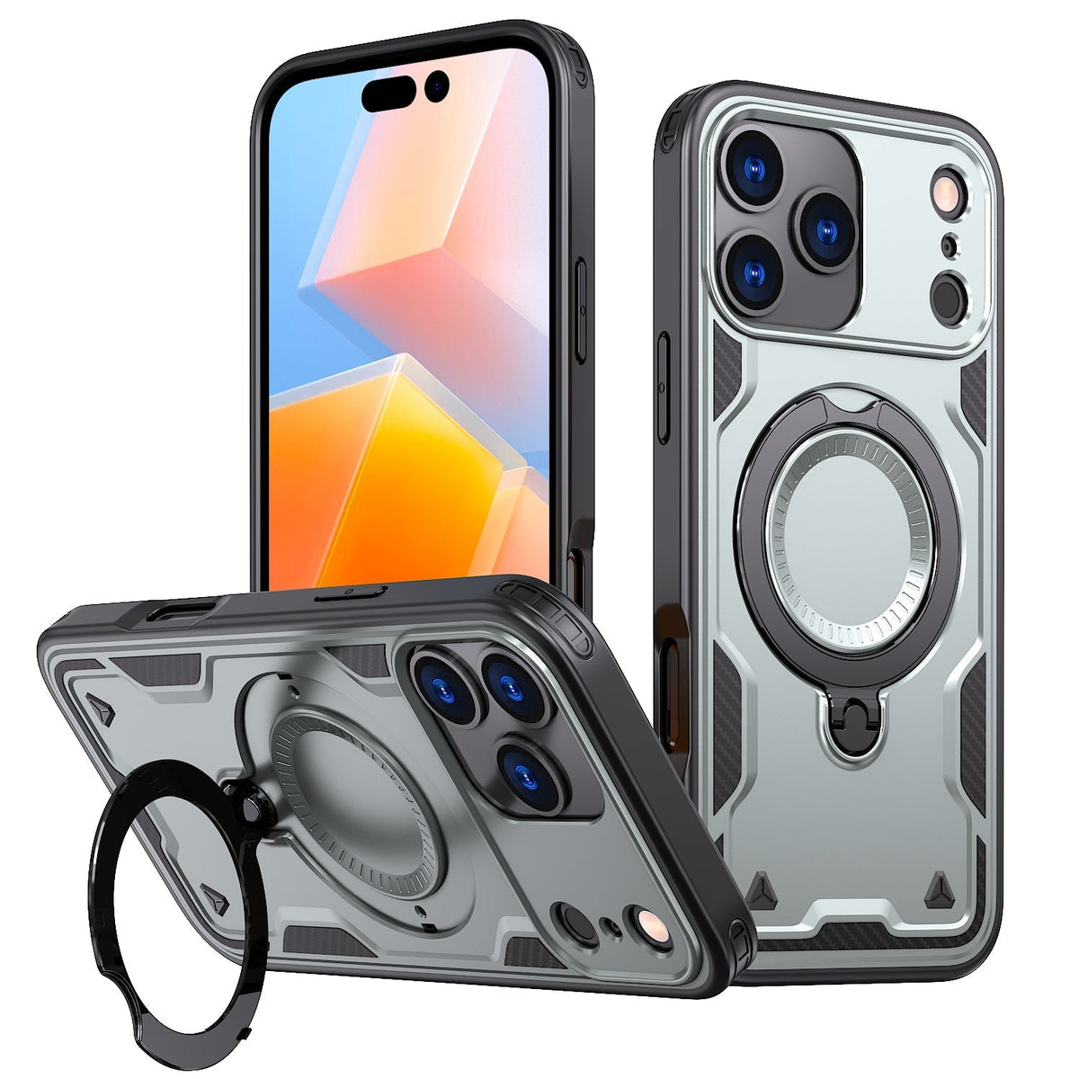 iPhone 17 PRO Compatible 360-degree Rotating Magnetic Versatile Stand Gray Compatible with iPhone 17 PRO - Crystal Clear Protection by