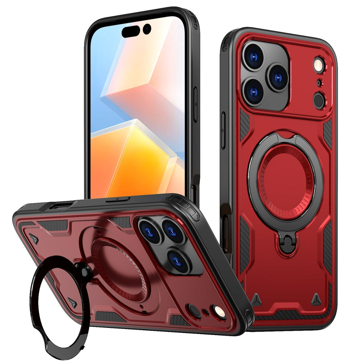 iPhone 17 PRO Compatible 360-degree Rotating Magnetic Versatile Stand Red Compatible with iPhone 17 PRO - Ultra-Slim Protection by