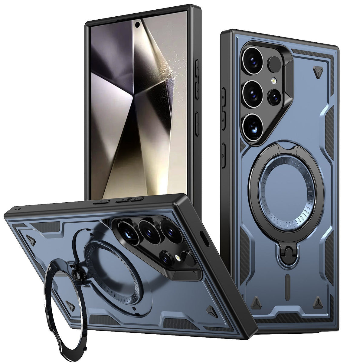 360 Degree Rotating Magnetic Versatile Stand Navy Blue Compatible with Samsung Galaxy S25 - Premium & Reliable