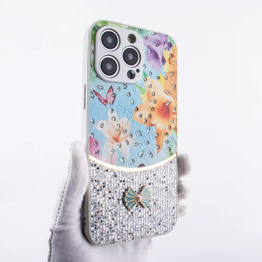 iPhone 16 Pro Compatible Sparkle Glitter Bling Phone Case in White With Colorful Cover For iPhone 16 Pro Max - Crystal Clear Protection by