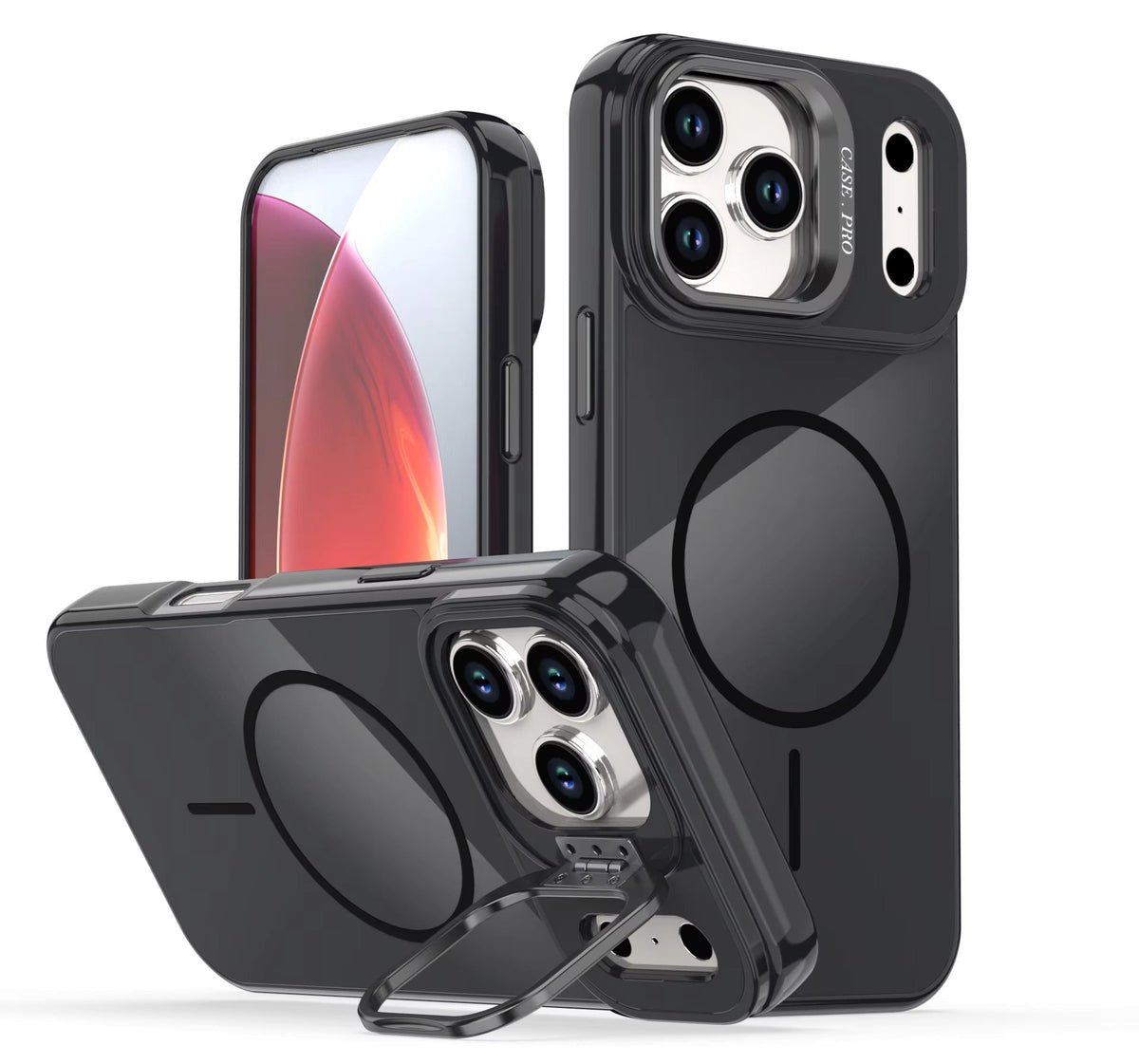IPHONE 17 PRO Compatible Built-in Stash Stand, Shockproof, Sturdy, Compatible with MagSafe Protection Stylish Cover, Compatible with IPHONE 17 PRO MAX, PC76-IPH17MAXBK - Crystal Clear Protection by