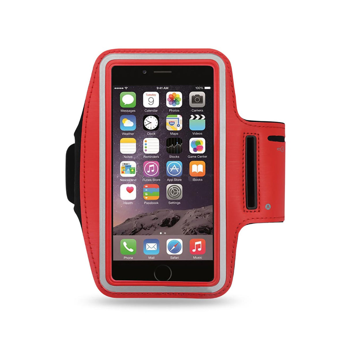 RUNNING ARMBAND WITH TOUCH SCREEN CASE 5.4X2.65X0.35 INCHES IN RED SAB01-UNI47RD - Shockproof & Reliable