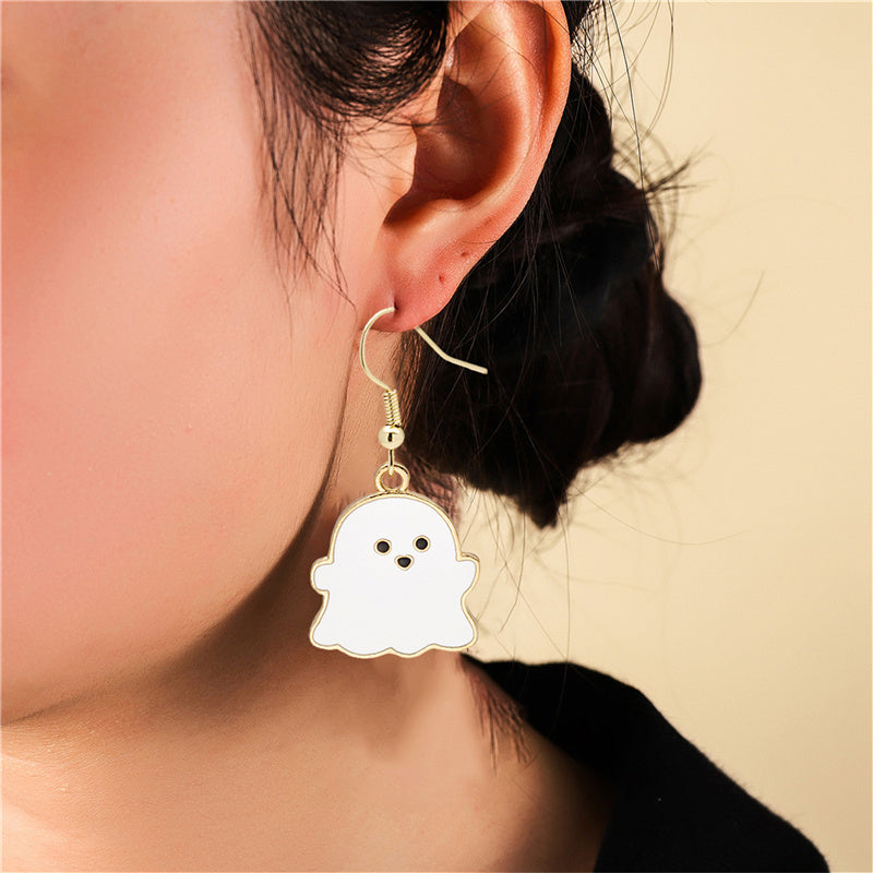 Halloween Pumpkin Earrings | Cute Spooky Oil Drip Alloy Jewelry