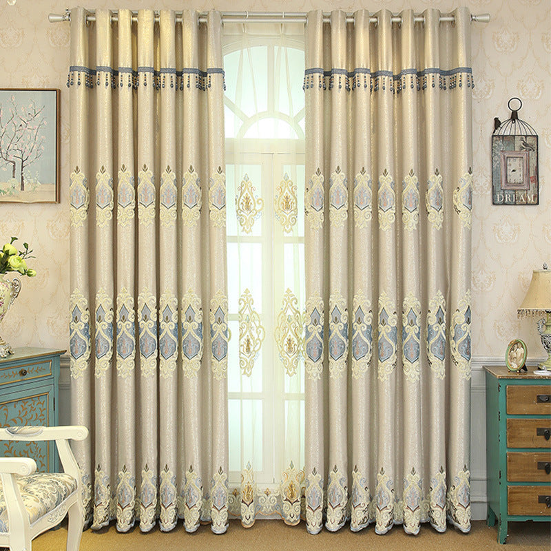 Elegant Thread Embroidery Semi-Transparent Drapes