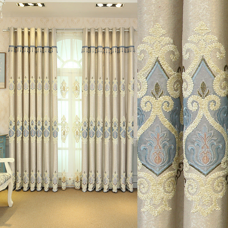 Elegant Thread Embroidery Semi-Transparent Drapes