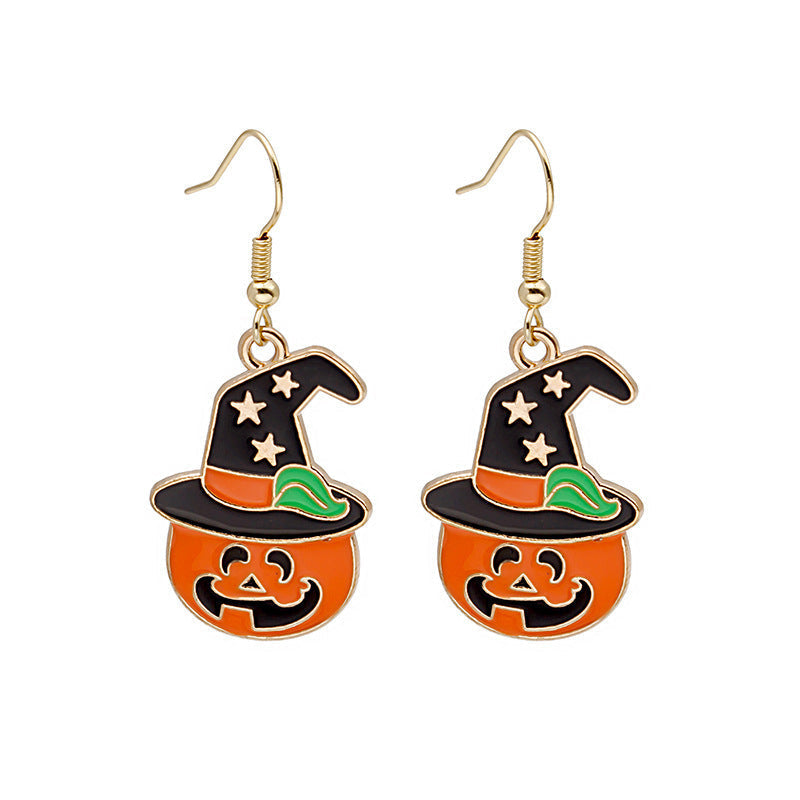 Halloween Pumpkin Earrings | Cute Spooky Oil Drip Alloy Jewelry